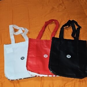 Lululemon 3 Reusable Tote Bags. Small Sz! 3 Diff Colors
